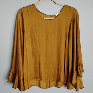 Lush Poet Sleeve Bronze Blouse M